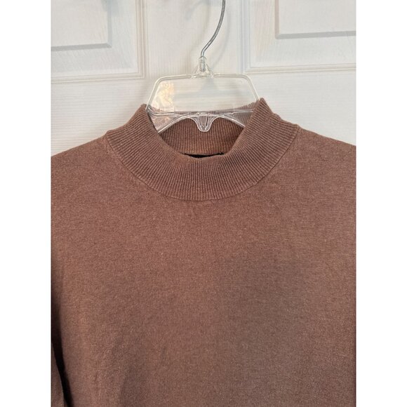 Paul Frederick Brown Long Sleeve Mock Neck Silk Blend Knit Sweater Men's XL - Picture 2 of 6